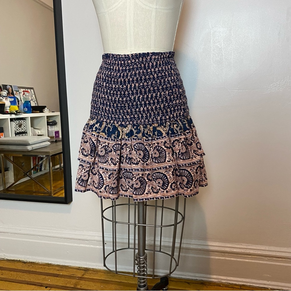 Sea New York Navy and Blush Paisley Mini Skirt